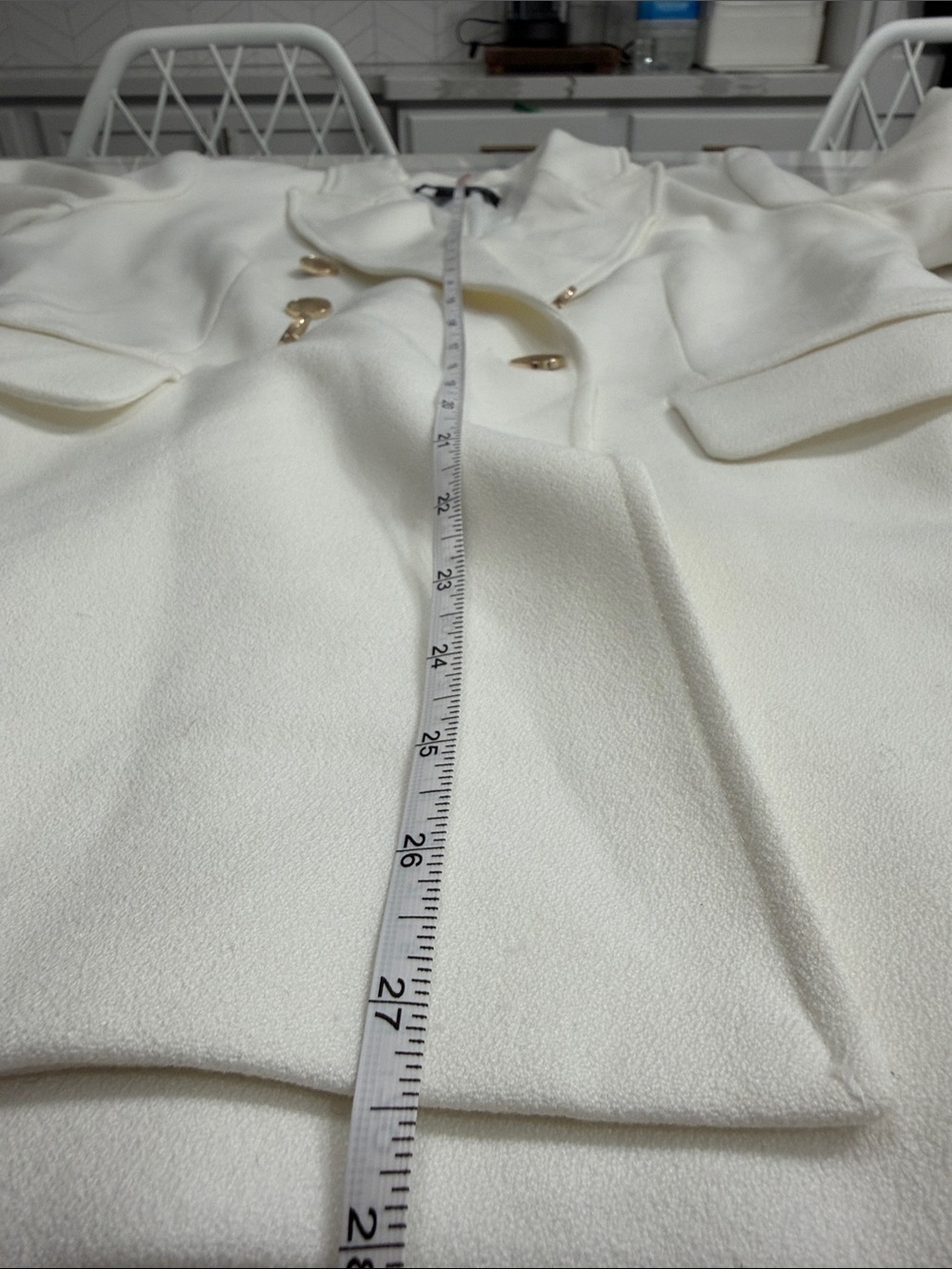 Rachel Zoe Cream Double-Breasted Blazer with Gold Buttons| S - Picture 10 of 11